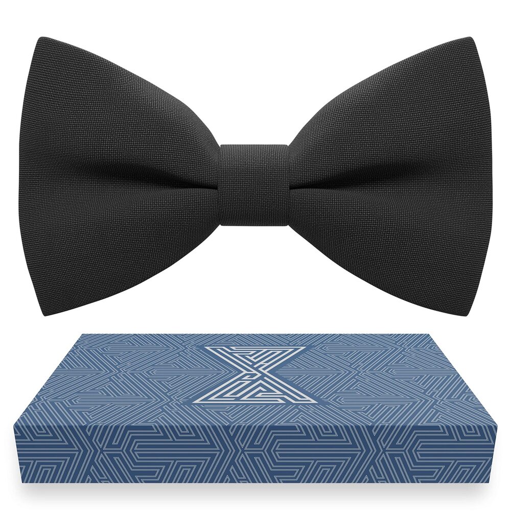 6846 Black Bow Ties Cool Bow Tie - Fabric Pretied Unisex Adjustable Big